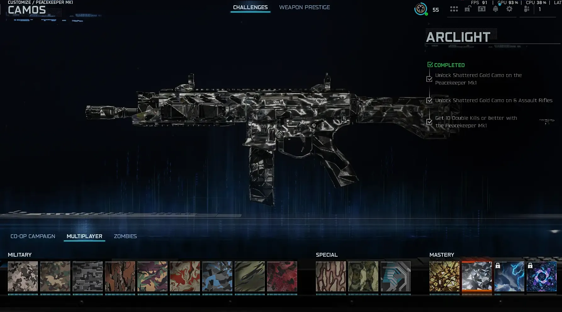 ๐ฅ BO7 ๐ฅ๐ฏ 12 Arclight ๐ฆพ Prestige 1 ๐จ 156 Camos ๐ Level 55 ๐งโโ๏ธ Many Ops ๐ Multi-Platform ๐ฎ